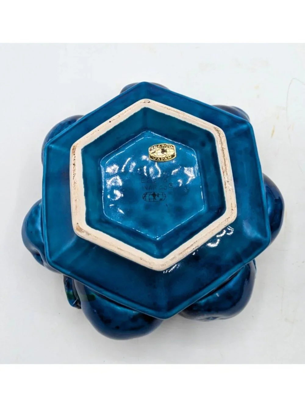 Vintage Inarco Mood Indigo Blue Footed Canister Jar with Lid Japan 5.5